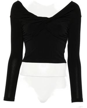 Patrizia Pepe Cropped Long-Sleeved T-Shirt - Black