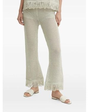 Sisley Pantaloni All'Uncinetto Con Frange - Neutro