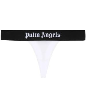 Palm Angels Tanga Con Franja Del Logo - Negro