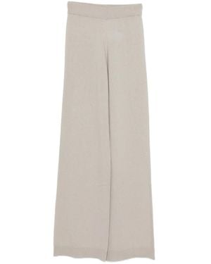 Allude Elasticated-Waistband Wool-Blend Pants - White