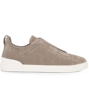 ZEGNA Utility Suede Triple Stitch Trainers - Blue