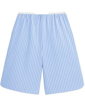 Frankie Shop Vertical-Stripe Knee-Length Shorts - Blue
