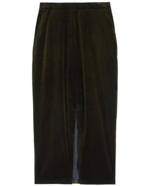 Jil Sander Front-Slit Velvet Midi Skirt - Black