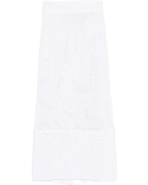 Brandon Maxwell Net Stitch Pearl Trim Skirt - White