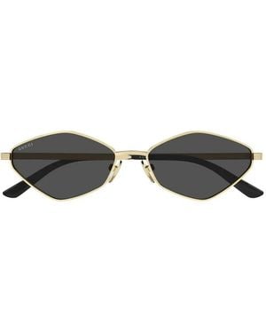 Gucci Geometric-Frame Sunglasses - Metallic