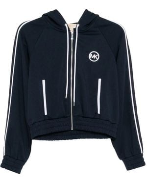 Michael Kors Logo-Pique Zipped Hoodie - Blue