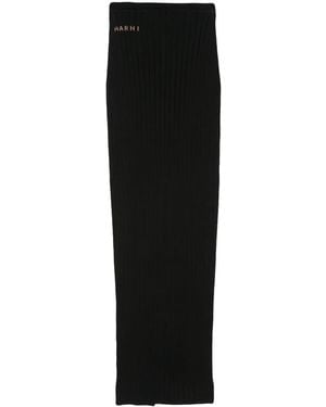 Marni Gonna A Coste Con Logo Jacquard - Nero
