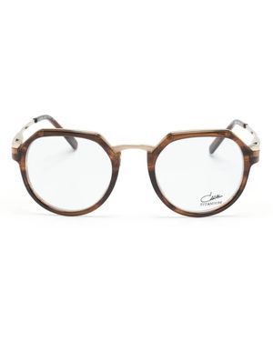 Cazal Tortoiseshell-effect round-frame glasses - Marrón