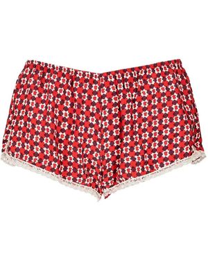 Laura Urbinati Geometric-Print Lace-Trim Pyjama Bottom - Red