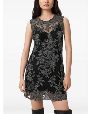 AllSaints Inaya Floral-Detail Mini Dress - Black