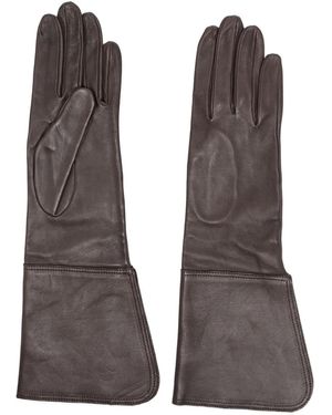 Manokhi Leather Long Gloves - Brown