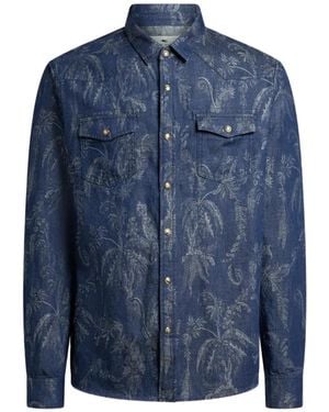Etro All-Over Jacquard-Motif Shirt - Blue