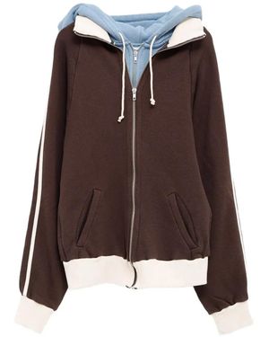 August Barron Layered-Effect Zip-Up Hoodie - Brown