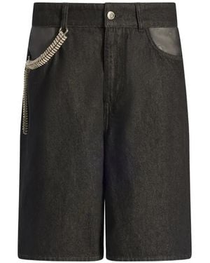 Circus Hotel Strass-Embellished Denim Short - Black