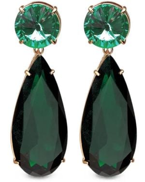 Carolina Herrera Orecchini Pendenti A Clip Con Cristalli - Verde