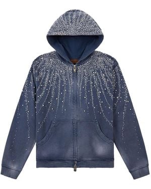 BIRTH OF ROYAL CHILD Diamond Zip-Up Hoodie - Blue