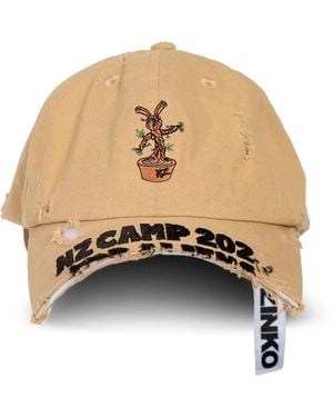 Natasha Zinko Nz Groot Embroidered Distressed Baseball Cap - Natural