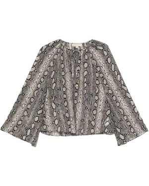MICHAEL Michael Kors Tie-neck Snake-print Blouse - グレー