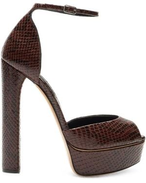 Casadei Flora Python-Effect Platform Sandals - Brown