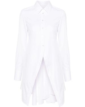 Viktor & Rolf Straight-Collar Cotton Godet Shirt - White