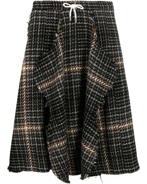 Charles Jeffrey Check-Pattern Midi Skirt - Black