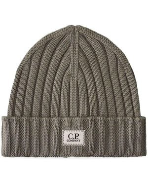 C.P. Company Ribbed cotton beanie hat - Grau