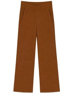 Max Mara V-Waistband Wide-Leg Pants - Brown
