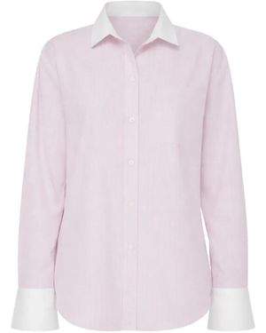 Mother The Romie Frenchie Gestreepte Blouse Met Contrasterende Afwerking - Roze