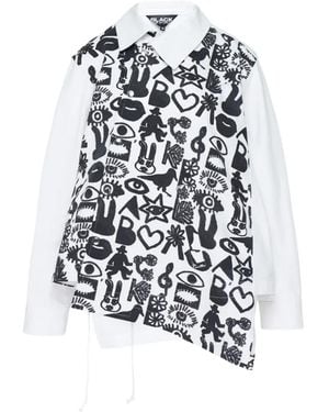 Comme des Garçons Filip Pagowski Print Asymmetric Shirt - White
