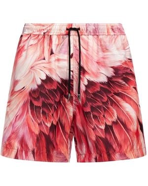 Roberto Cavalli Plumange Print Swim Trunks - Red