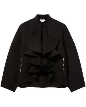 PUCCI Ruffled-Placket Wool Jacket - Black