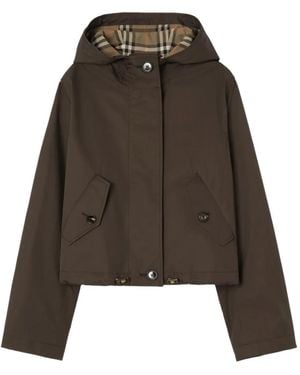 Burberry Cropped Tropische Gabardine Parka - Bruin