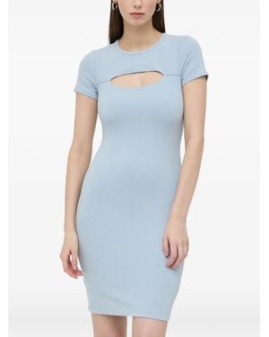 Guess Cut-Out Ribbed Mini Dress - Blue