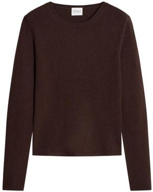 Closed Crew-Neck Long-Sleeve Jumper - Brown