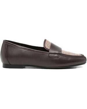 ADRIANNA FERETTI Panelled-Detail Leather Loafers - White