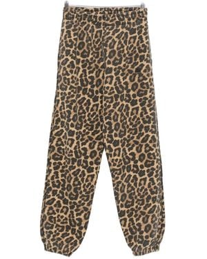 Anine Bing Leopard-Print Track Pants - White