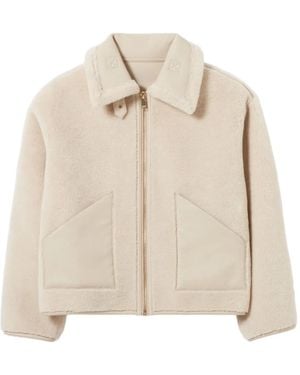 Claudie Pierlot Stehkragen-Mantel Mit Reißverschluss - Natur