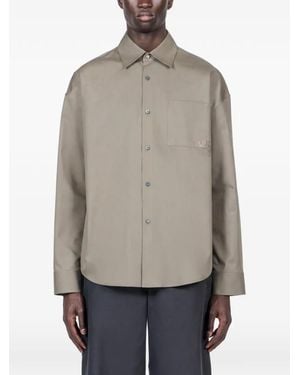 Loewe Anagram-Detailed Chest-Pocket Shirt - Grey