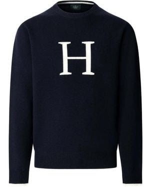 Hackett Logo-Knit Merino Wool Sweater - Blue