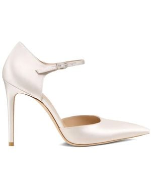 Stuart Weitzman Crystal-Embellished Ankle Strap Pumps - White