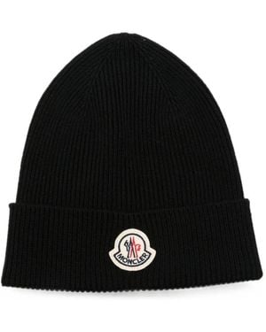 Moncler Archivio Logo-Patch Beanie Hat - Black