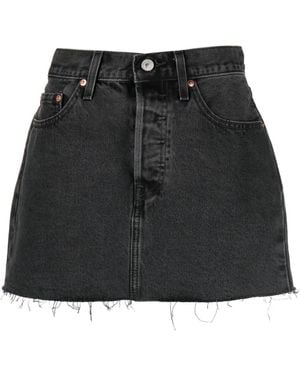 Levi's Logo-patch Short Denim Skirt - Black
