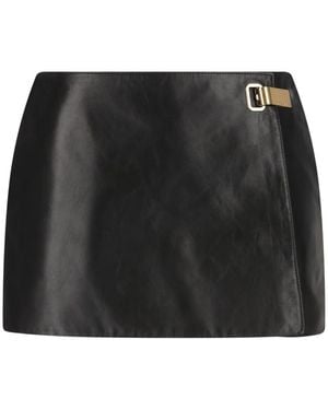 Balenciaga Jupe En Cuir À Fermoir Crochet - Black