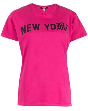 R13 Text-Print Cotton T-Shirt - Pink
