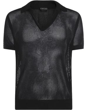 Tom Ford Short-Sleeves Polo Shirt - Black