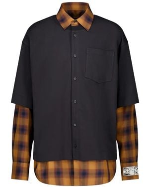 we11done Flannel check-pattern shirt - Blau