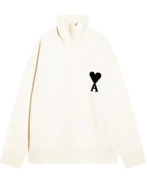 Ami Paris Maglione A Collo Alto - Bianco