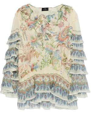 Etro Silk Dress With Botanical Motif - White
