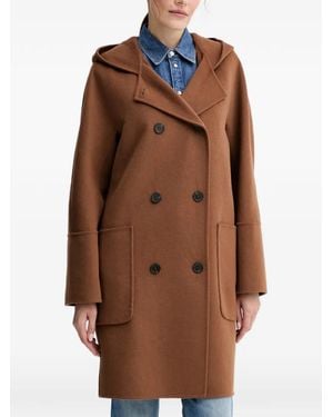Marc O' Polo Hooded Double-Breasted Coat - Brown