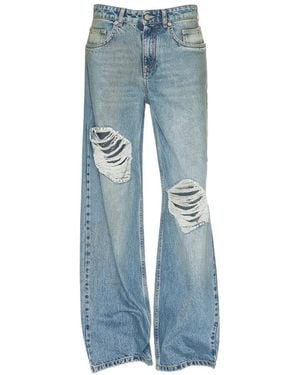 Area Vaqueros Crystal Fray con detalles rasgados - Azul